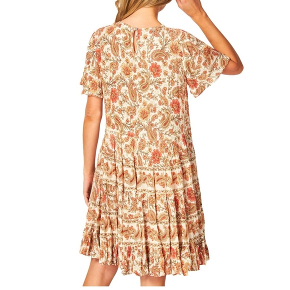 Bila Bohemian Paisley Dress in Orange and Cream - Picture 3 of 11